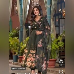 Floral green anarkali